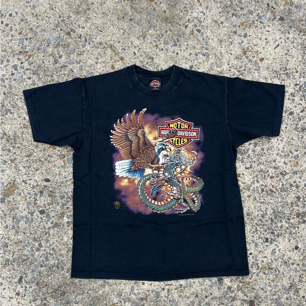 VTG 1988 Harley Davidson Eagle vs Dragon Essyriders Hollywood Single Stitch SZ L